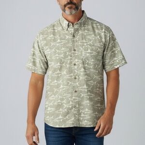 Columbia Beige Shark Pattern Button-Down Shirt